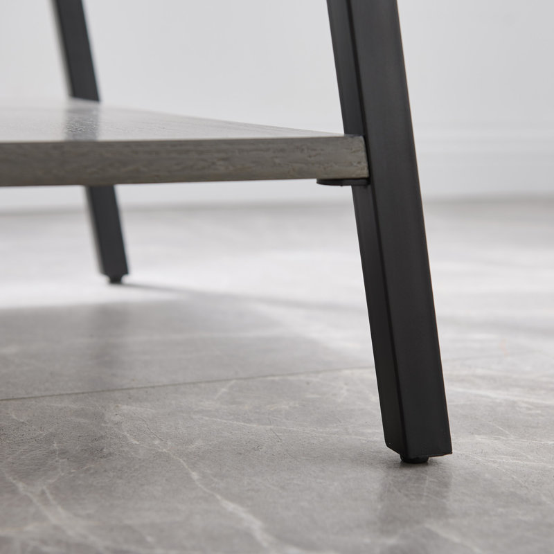 Table d'appoint étroite en bois manufacturé Empiria, gris, Noir mat