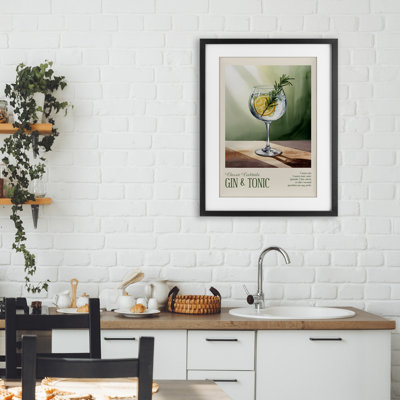 Gin & Tonic Sun Rays Framed Print Under Glass, design by Andreas Magnusson