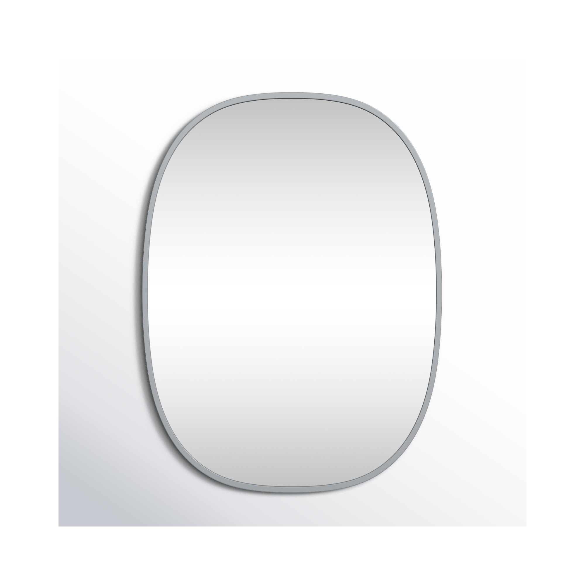 Sabine Metal Curved Oval Wall Mirror, 40" x 30", Silver