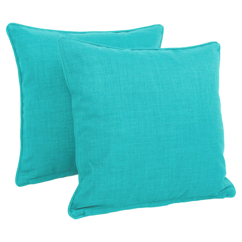  Housse et insert de coussin d'extérieur 17 po, Bleu aqua, H 25 po x l 25 po