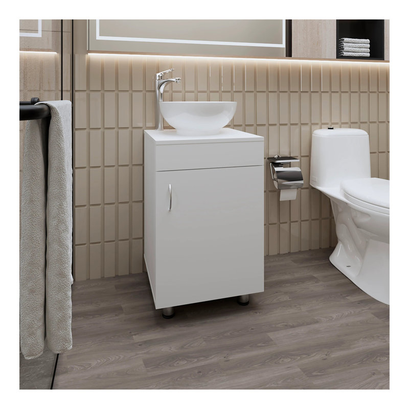 Meuble-lavabo avec lavabo et robinet intégrés, Blanc
