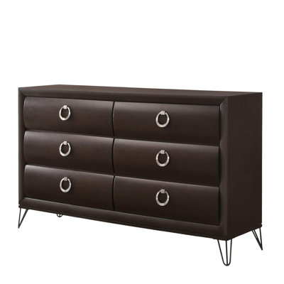 Cuffie 6-Drawer Double Dresser in Dark Merlot