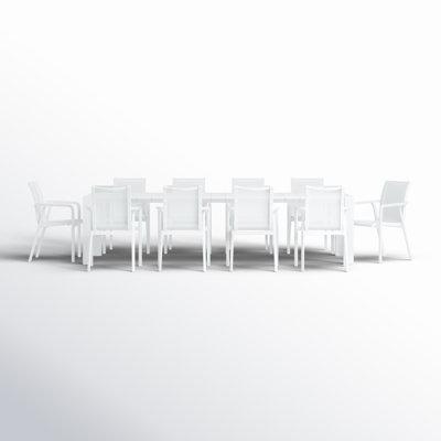 Farrah 11 Piece Dining Set With Extension Table And Sling Arm Chairs