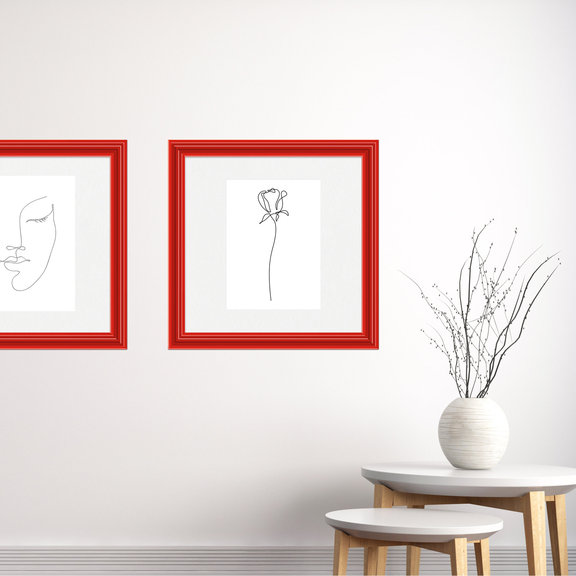 Lilli Wood Beveled Picture Frame with Mat, 20" x 30", 24" x 30", Red