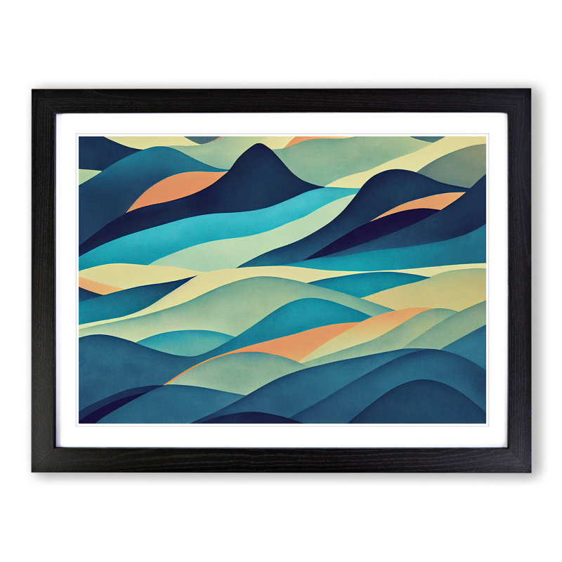 Showstopping Abstract Mountains - Framed Print, Black, 25cm H x 34cm W x 2cm D