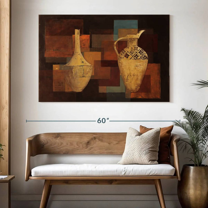 Senne, teintes d'automne avec vases, H 34 po x l 51 po
