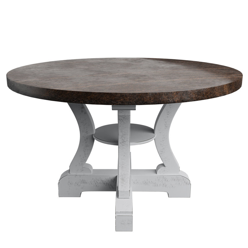 Table de salle à manger blanche élégante, ronde, en bois massif, pour 4 personnes, en bois d'hévéa rond contemporain de 54 po, capacité