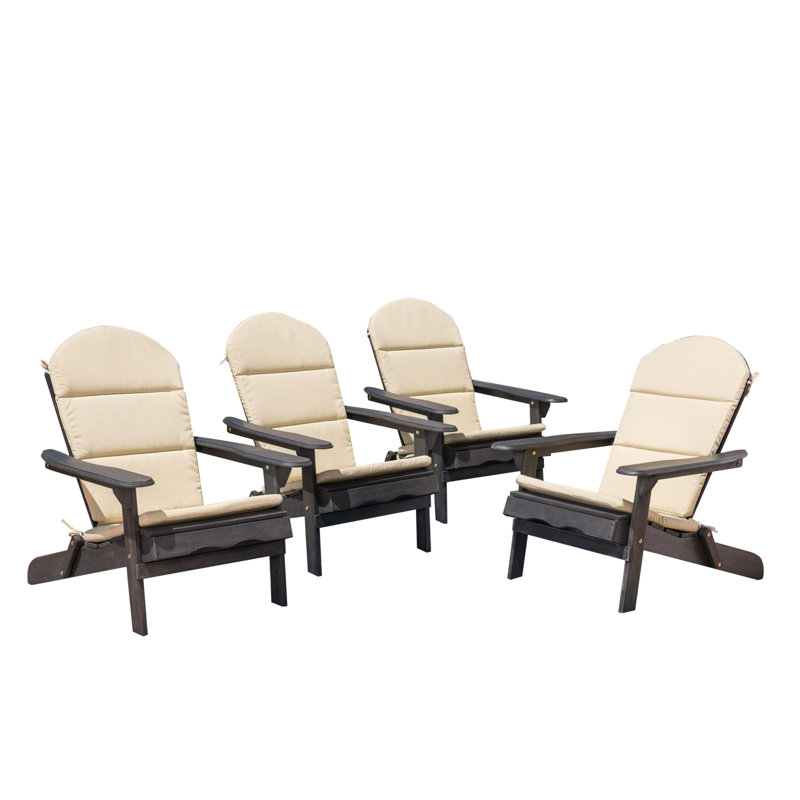Matthias Foldable Outdoor Adirondack Set, Dark Gray/Khaki