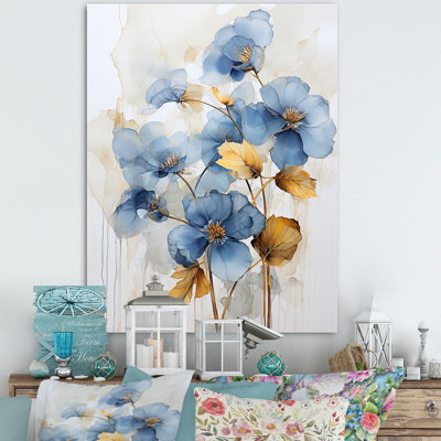 «Blue and Gold Adorned Violets I», reproduction sur toile