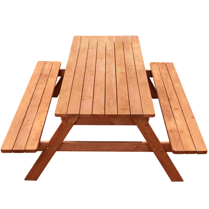 Medium Brown Cypress Wood Picnic Table with Storage Compartment