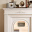 Foyer électrique en bois massif beige-1867145311