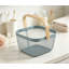 Panier en maille métallique en acier avec poignée en bambou, bac de rangement multifonctionnel pour comptoir de cuisine, garde-manger, panier de fruits