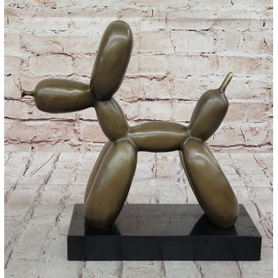 Balloon Dog Bronze Metal Sculpture Statue Decor Abstract Art on Marble Base