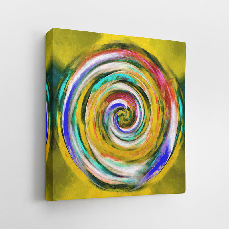 Color Wheel I - peinture sur toile tendue, H 8 po x l 8 po, Jaune