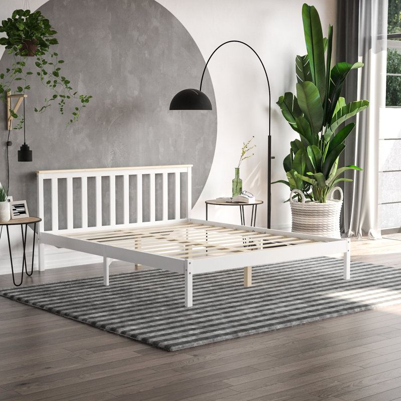 Frederique Solid Wood Bed, Single (3'), White/Pine