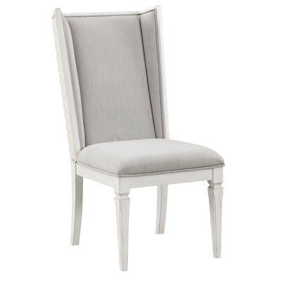 De 2 chaises d'appoint blanches patinées - Lin gris rembourré pour la salle à manger Glamour 2 rembourrées, énergie