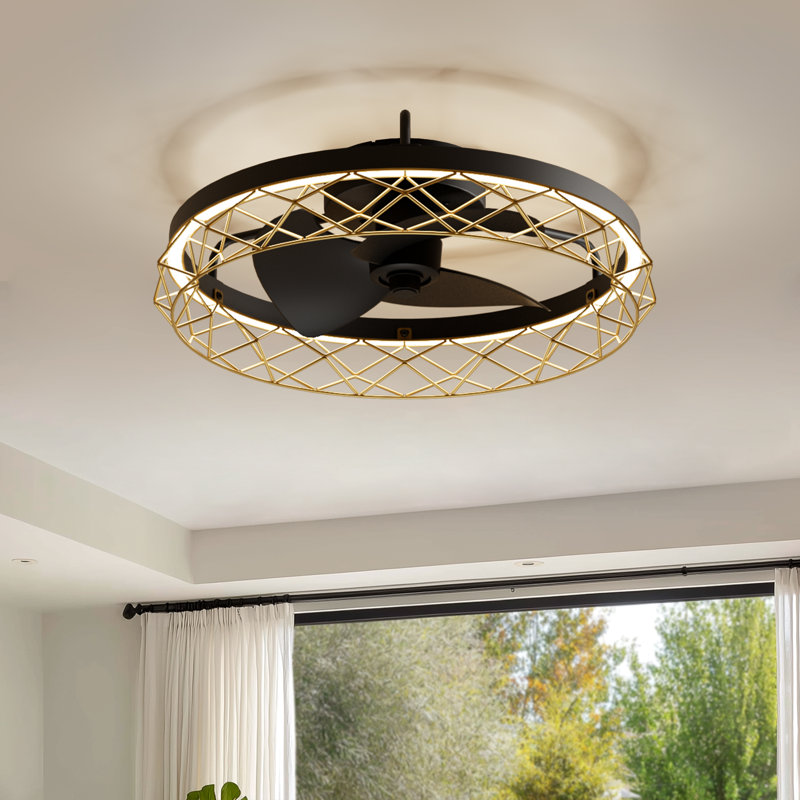 Ventilateur de plafond encastré à DEL 19,7 po avec lumière et télécommande
