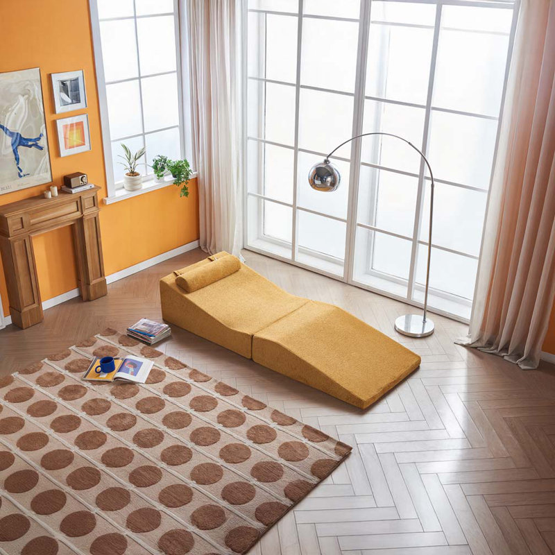 Chaise longue d'intérieur pliable et portable, Jaune