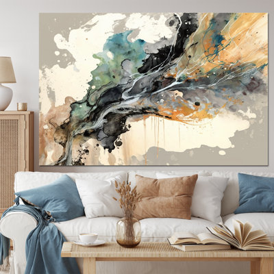 Jazz Rhythms In Shades Of Grey IV - Abstract Liquid Ink Canvas Wall Art
