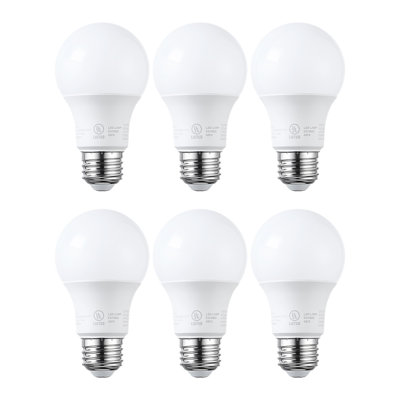 Dimmable A19 LED Light Bulbs, 60W Equivalent, 3000K Warm White, Flicker Free, A19 LED Bulbs for Lamps and Ceiling Fans, E26 Base, UL Listed
