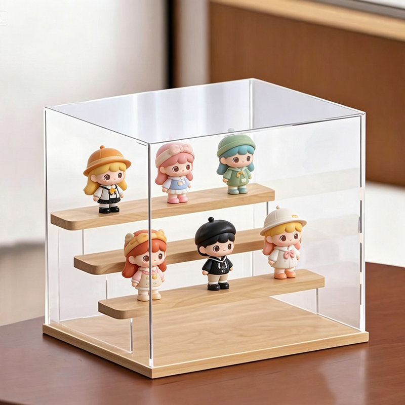 4 Tier Model Toy Display Case Small Clear Acrylic Box Dust Proof Stair Step