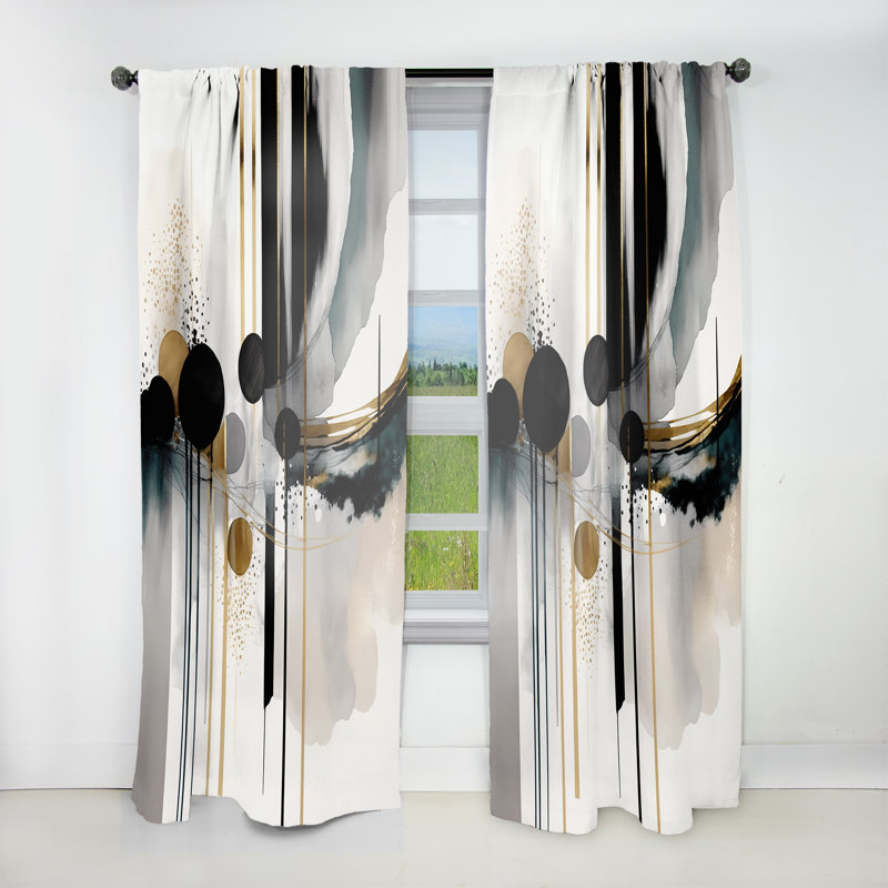 Abstrait abstrait en forme de V - rideau en velours moderne - obscurcissant - 1 panneau, L 52 po x L 84 po