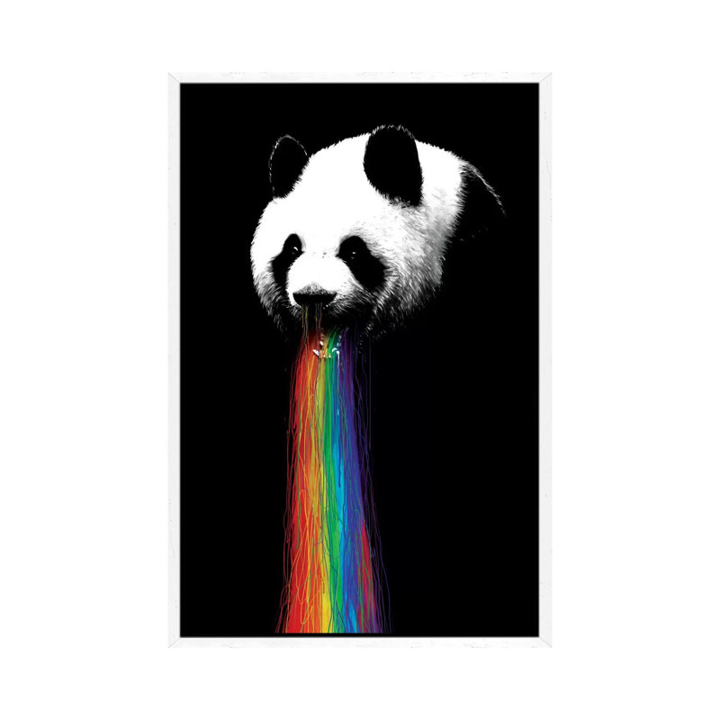 Pandalicious 1 Piece Wall Art on Canvas, 101.6cm H x 66.04cm W x 3.81cm D, White Framed