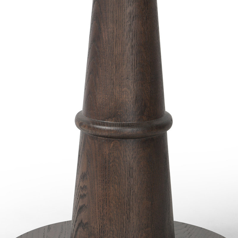 Goetz Bar Table-Brown Oak-Bar, Honed White Marble/Brown Oak, 30" H x 32" L x 32" W