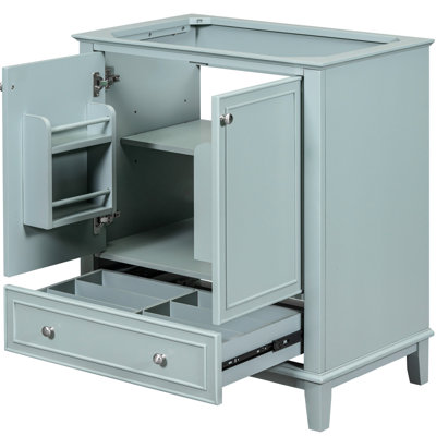 30" Bathroom Vanity Base - Solid Wood And Board, Multi-functional With Door & Drawer, Adjustable Shelf, , Assembly Vanity, , Practical Design