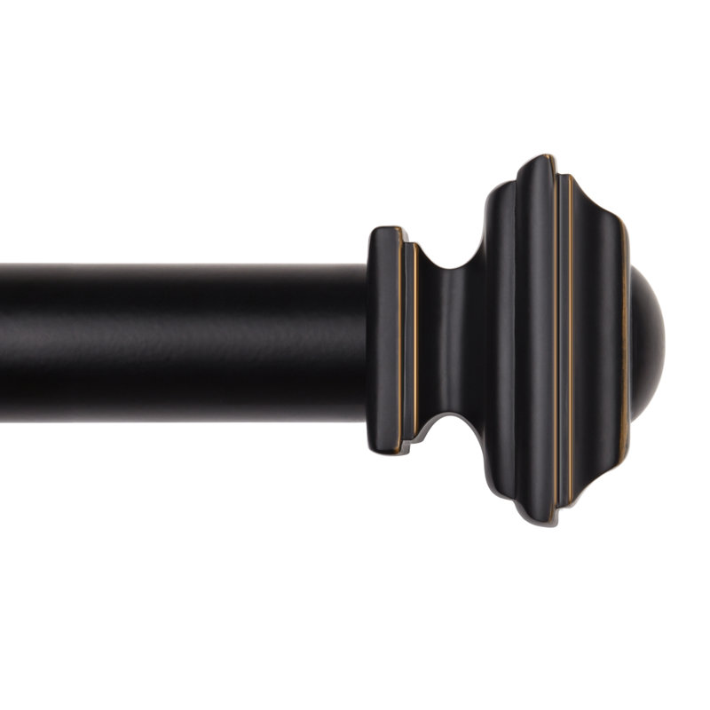 Tringle à draperie simple de 1 pouce Cianah, faiteaux carrés rétro, noir, 36" - 72", Noir