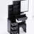 Small Space Vanity Table And Cushioned Stool Pair, Big Sliding Mirror, Multi-layered Storage, Black Furniture Piece With Seat & Large Multi-layer Storage For Compact Areas, American Design, , , Ul-664481599