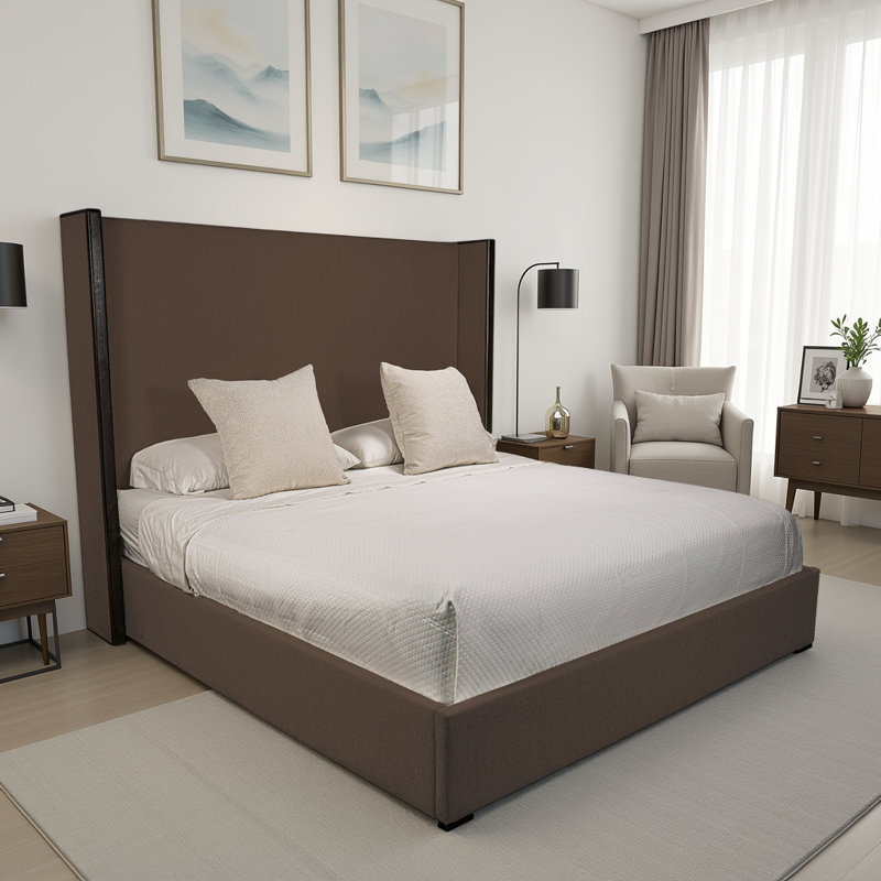 Elyse Wingback Bed, Flax, King