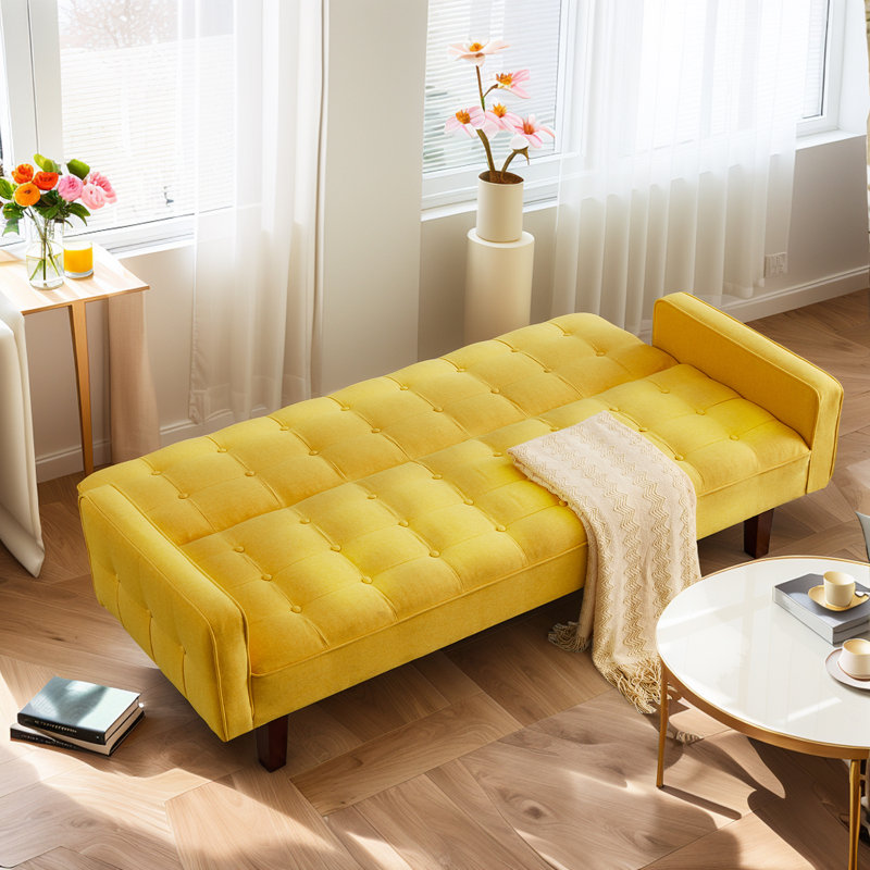Lit double / futon double rembourré de 73,62 po pour lit double, canapé-lit convertible moderne avec accoudoirs réglables pour studio, appartement, bureau, petit espace, salon compact
