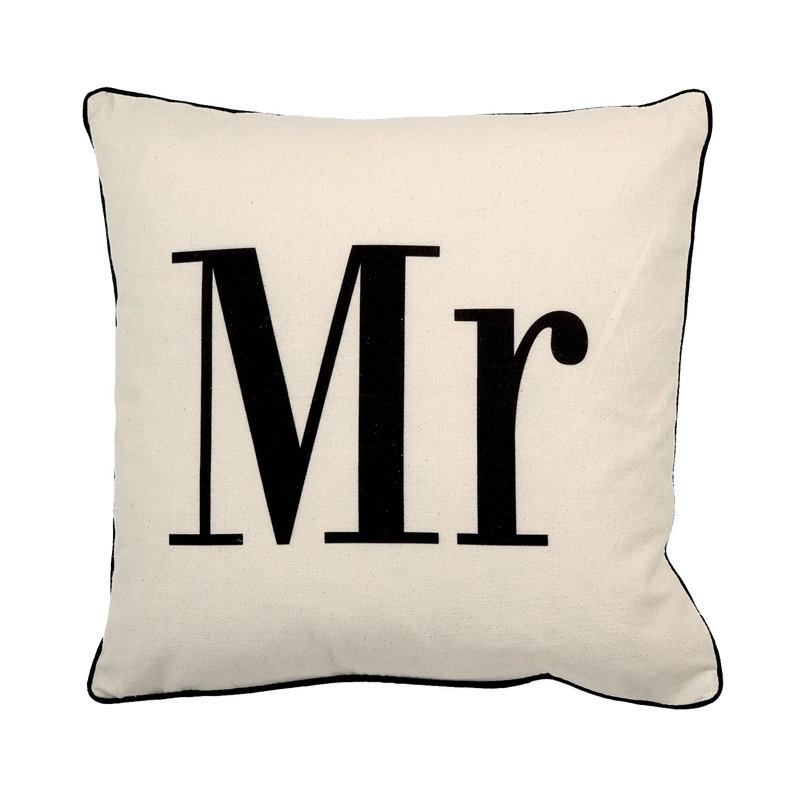 You And Me Cotton Reversible Throw Pillow, No Fill, Mr