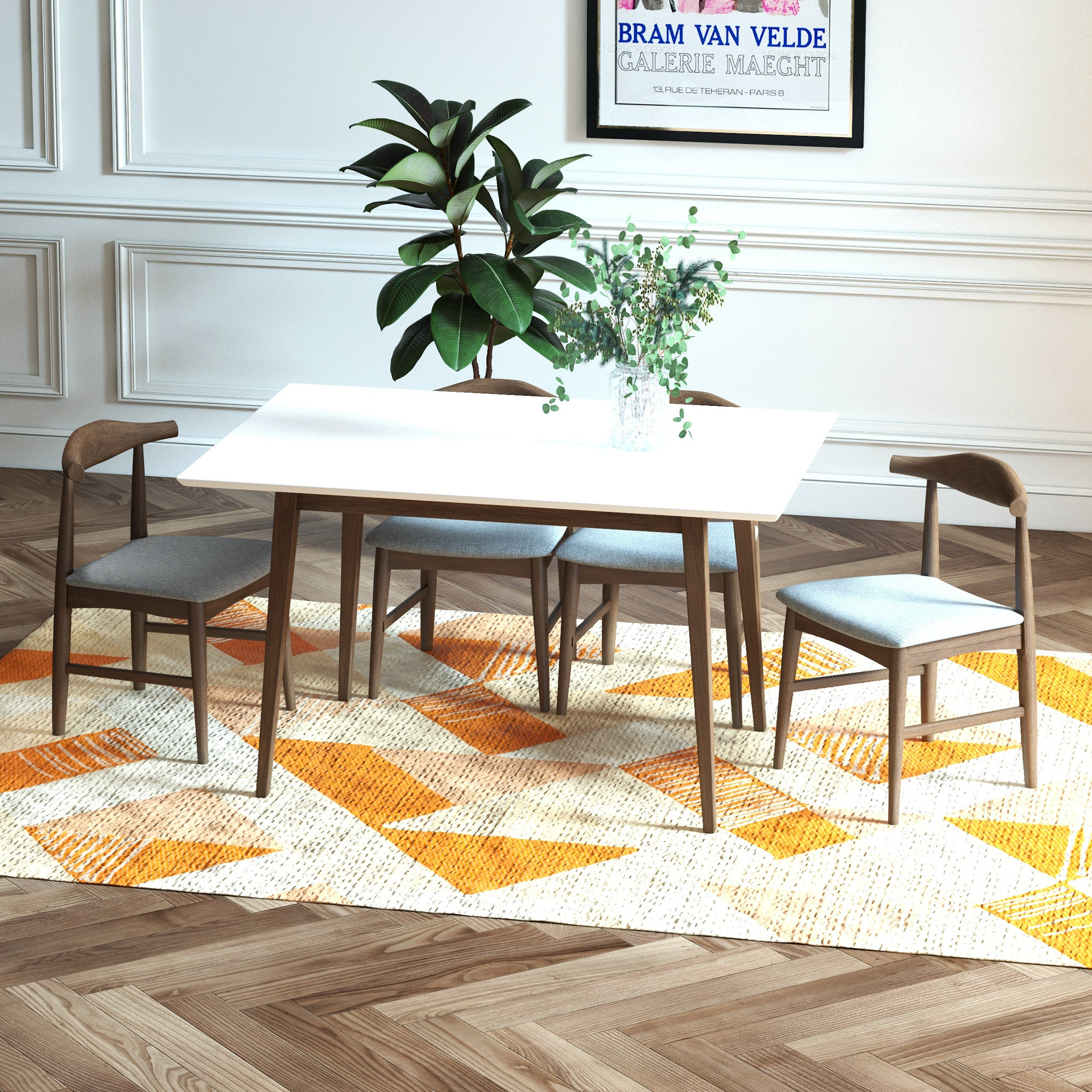 Corrigan Studio® Adir Modern Solid Wood Dining Table And Chair Set ...