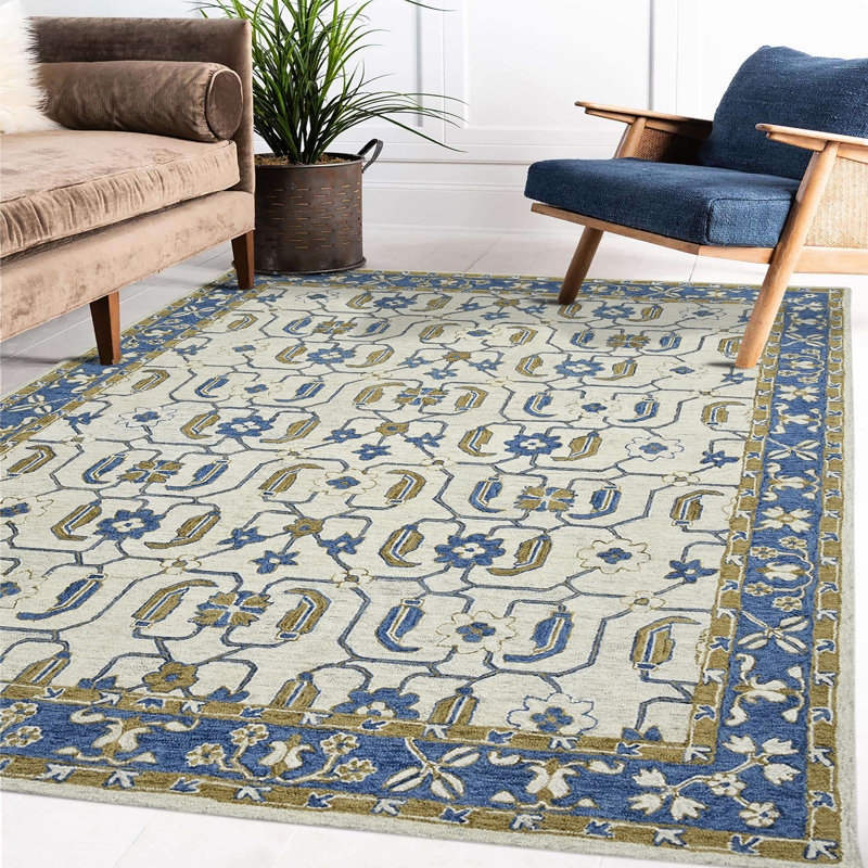 Wool Floral Indoor Rug, Rectangle 5' x 8'