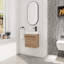 Meuble-lavabo mural de 18 po avec lavabo en résine et porte à fermeture en douceur, valeur moderne, rangement spacieux, inspiration flottante imitation chêne,-1130399573