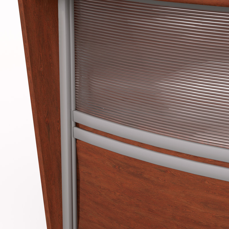 Nahjai Marque Plexi Reception Curved Desk Workstation, 45.5" H x 72" W x 32" D, Cherry