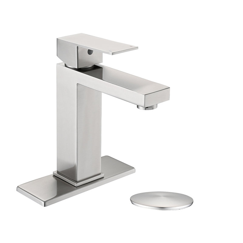 Bathroom Faucet Single Hole, Single Handle Stainless Steel Faucet For Bathroom Sink With Deckplate And Drain Assembly