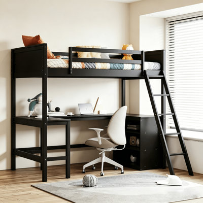 Lit mezzanine simple avec bureau et bibliothèque