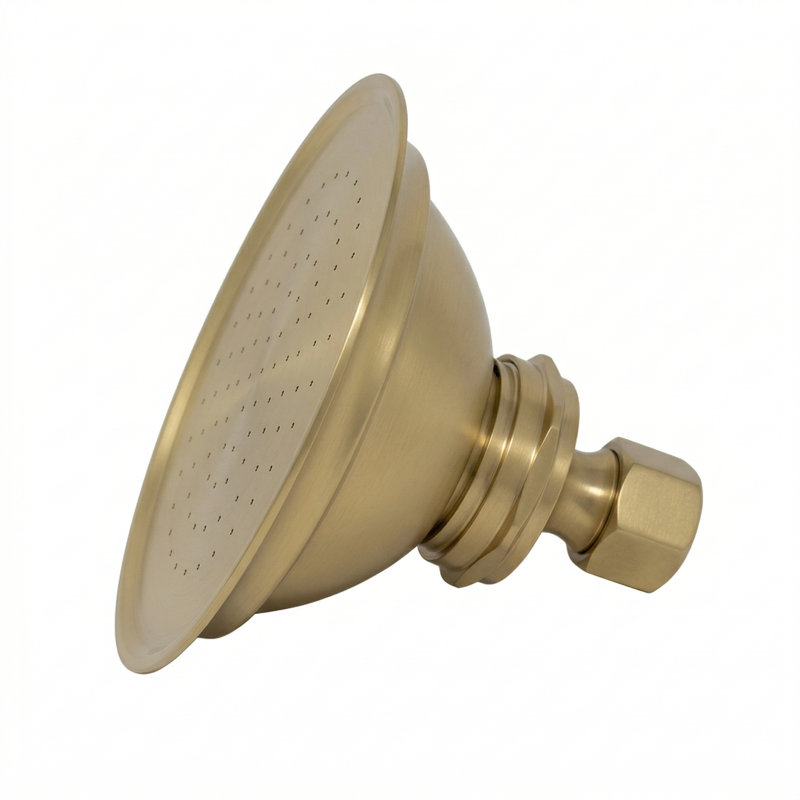 Shower Head 4-Inch Diameter with 1.75 GPM and Solid Brass Strom Living, Unlacquered Raw Brass