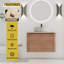 Rangement flottant pour salle de bain mural imitation chêne moderne 30 po avec lavabo en céramique-132911939-132911938