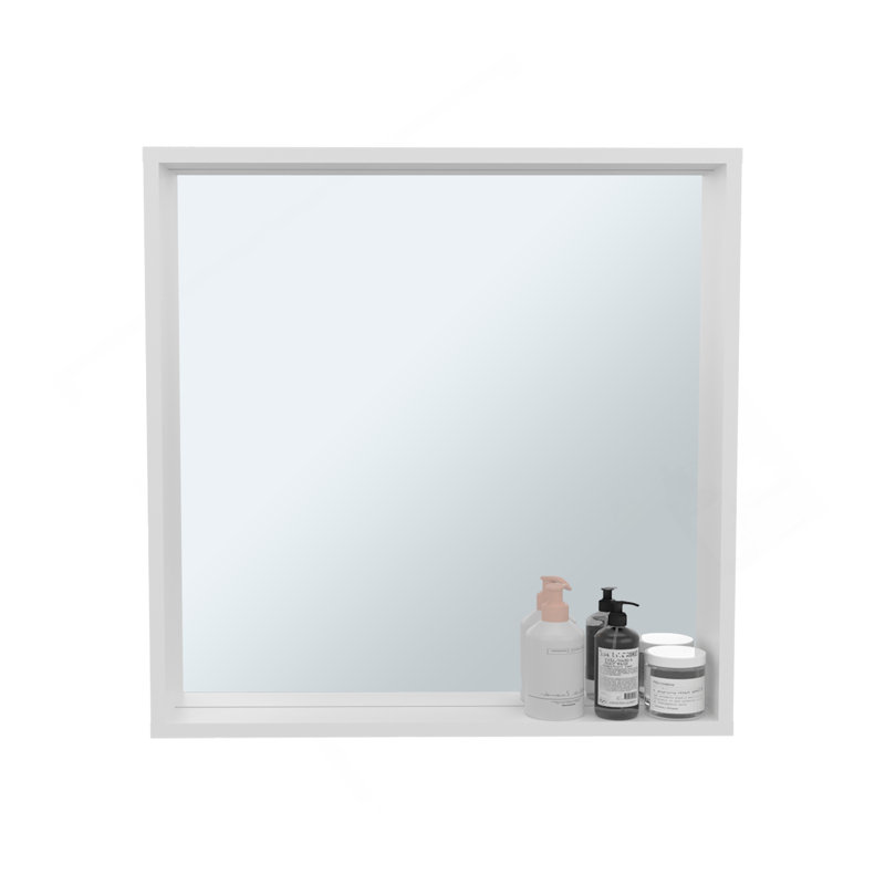 White Wall Mounted Bathroom Mirror Cabinet With Storage