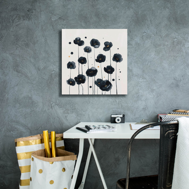 «Black Poppies» par Svetlana Aleynikova, art mural sur toile, H 18 po x l 18 po