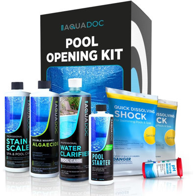 Trousse d'ouverture de piscine - Trousse de démarrage pour piscine creusée et piscine hors terre pour ouvrir votre piscine - Trousse de démarrage pour piscine AquaDoc conçue pour une piscine de 15 000 à 20 000 gallons