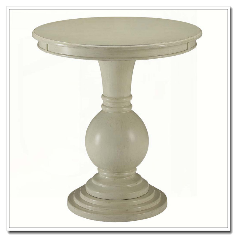 Table d'appoint blanc antique avec base piédestal
