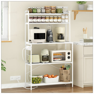 Large 5-Tier Bakers Rack With Electrical Outlets,Microwave Stand And Coffee Bar, Kitchen Storage Shelf For Home