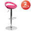 Contemporary Plastic Adjustable Height Barstool with Rounded Cutout Back and Chrome Base-1068235171