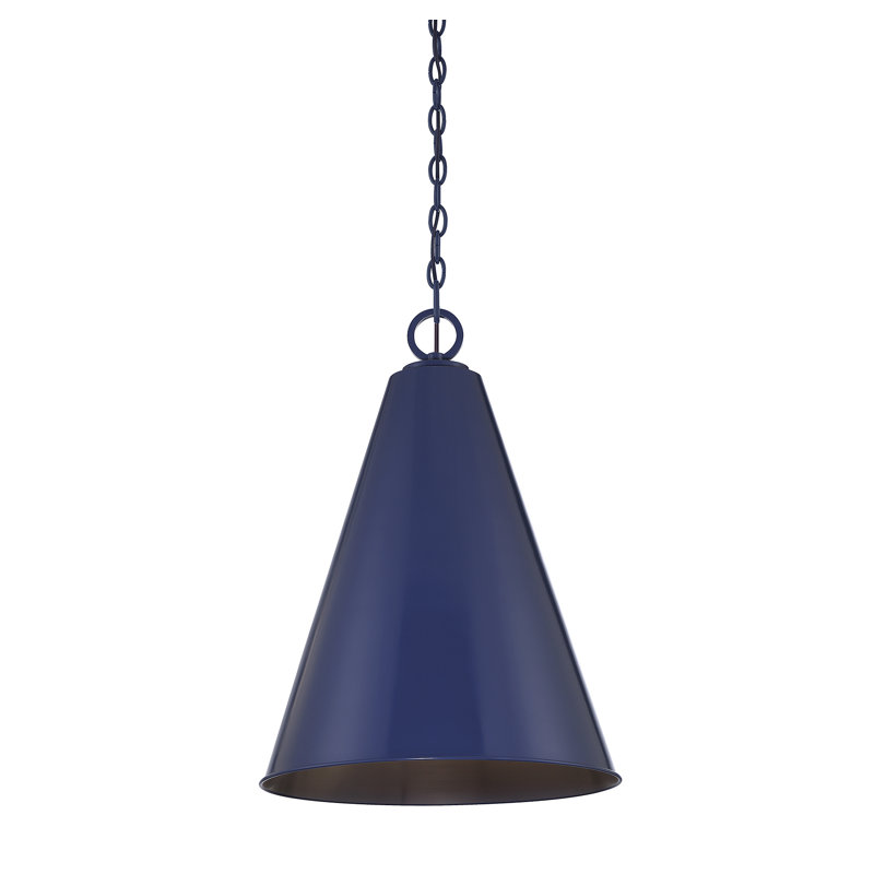 Luminaire suspendu conique à 1 lumière Grenadine, Bleu