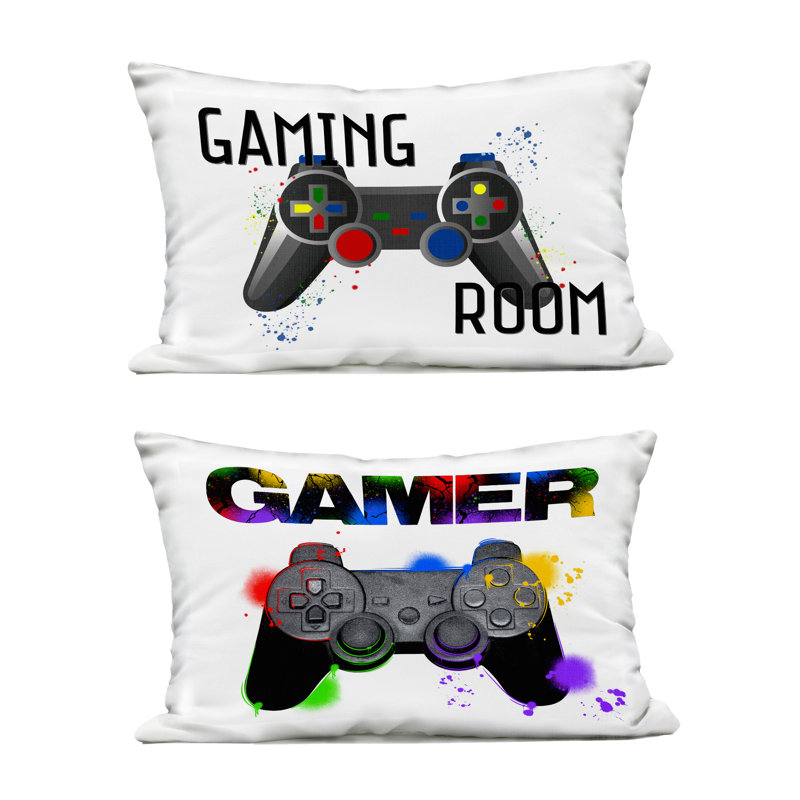 Ensemble de 2 coussins d'extérieur Modern Gamer Graffiti Designs par Kim Allen